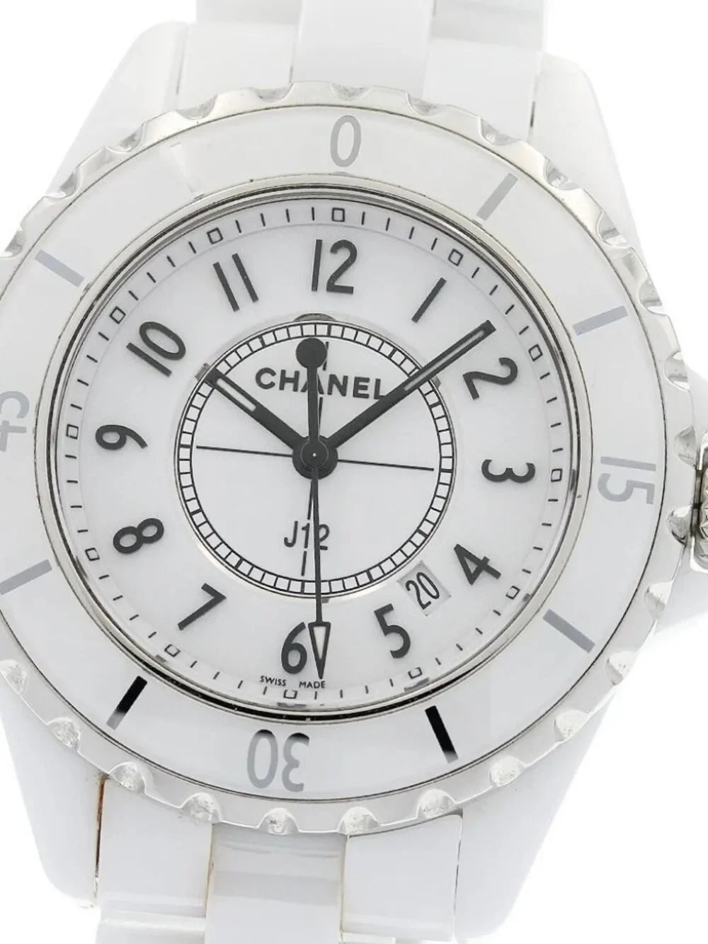 CHANEL J12 33mm H0968 White ceramic date white Dial Quartz Ladies Watch_938342